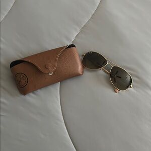 Ray-Ban Gold and Brown Classic Sunglasses